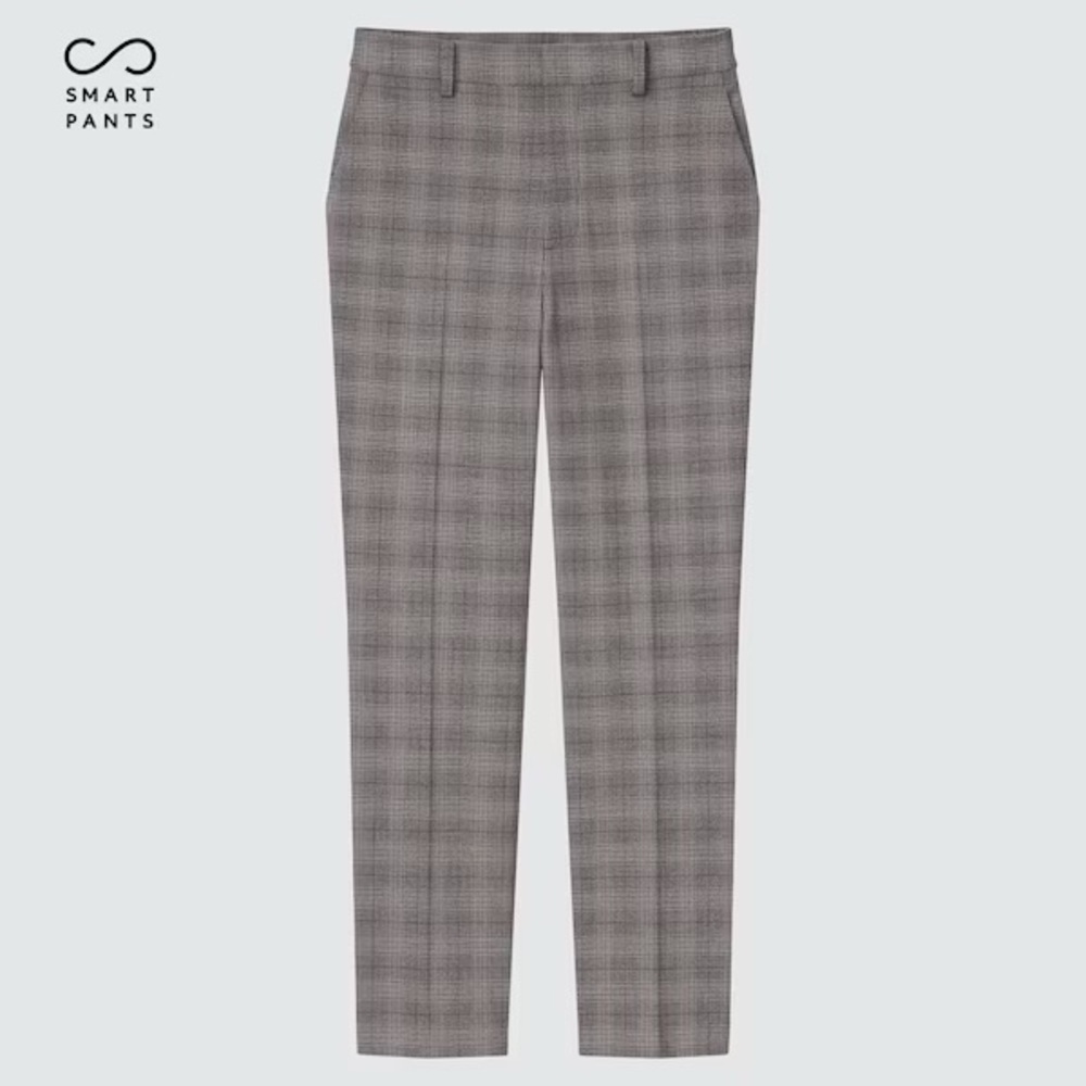 Uniqlo Smart Ankle Pants (2-Way Stretch) - S Grey/Burgundy Plaid